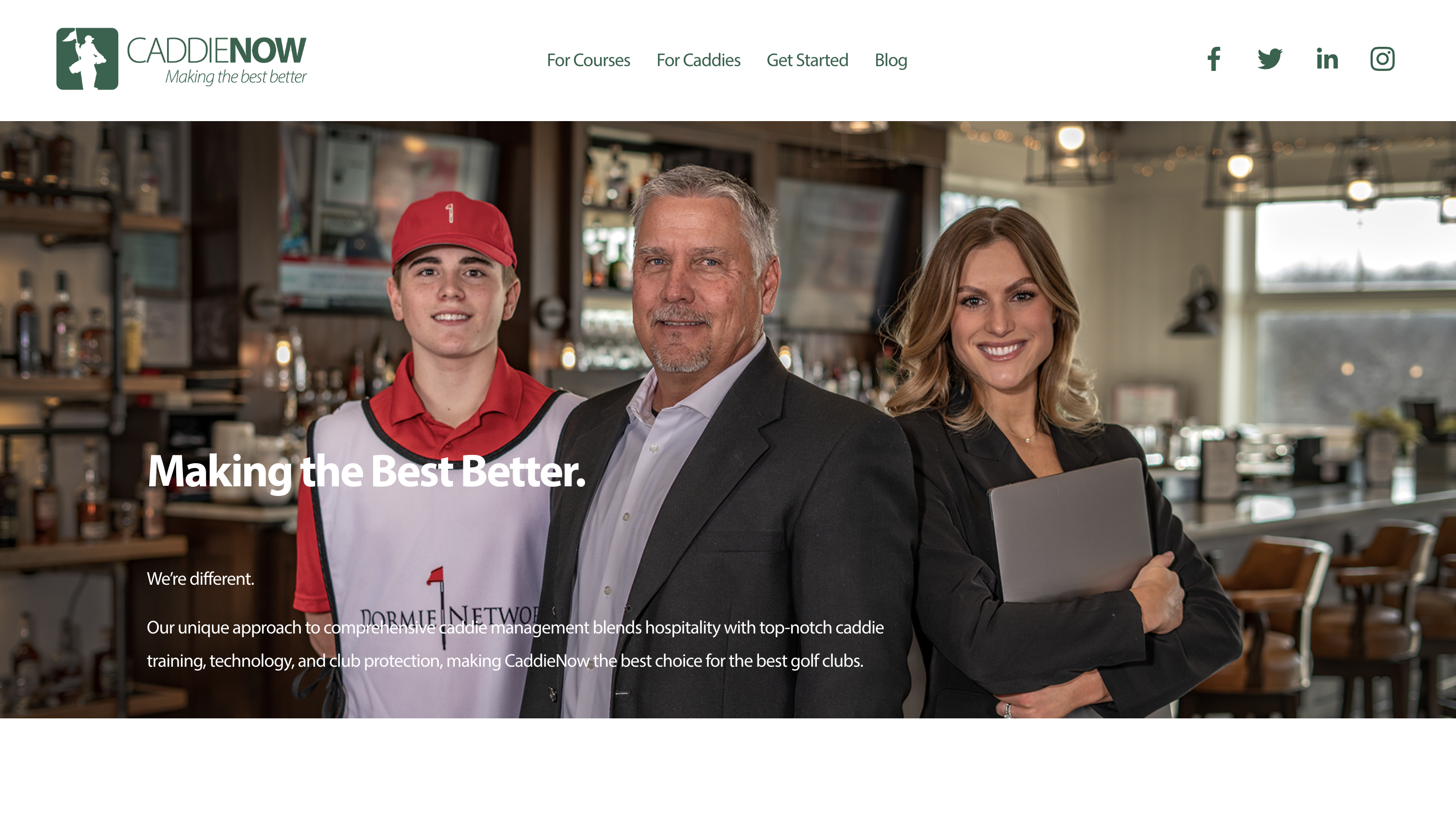 Caddie Now Landing Page